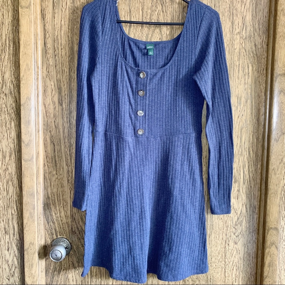 Wild Fable Rib Knit Sweater Dress M Blue